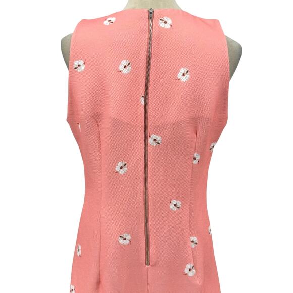 Gabby Skye NWT Salmon Pink Woven Texture Flamingo Novelty Sleeveless Dress - Picture 7 of 15